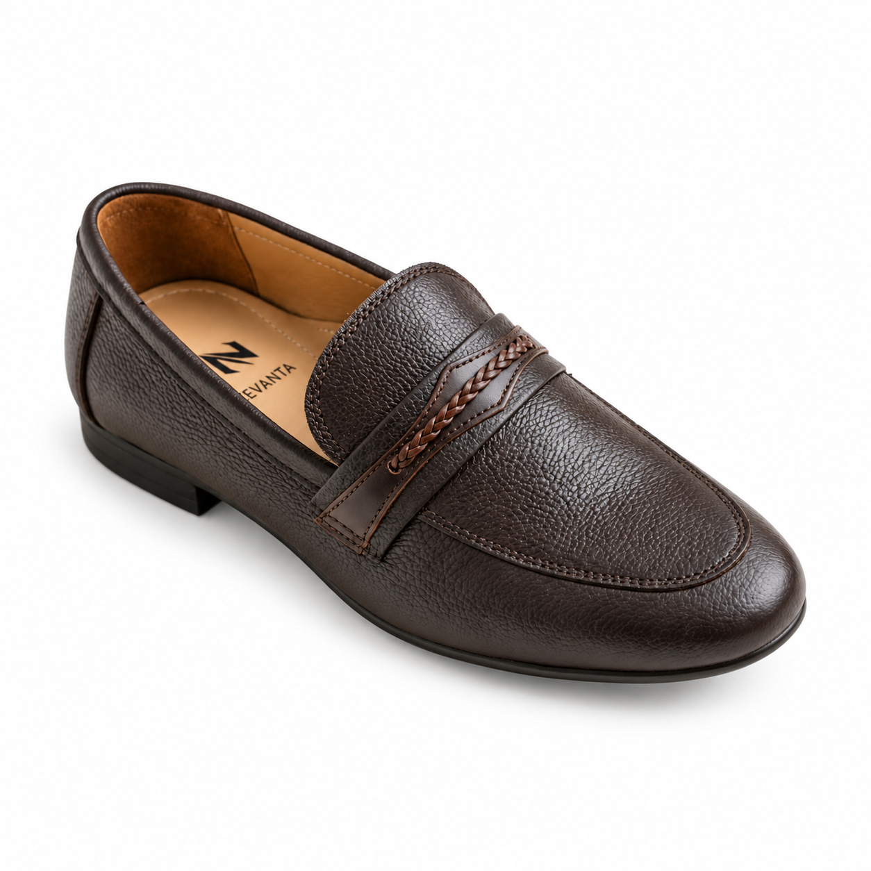 Brown Braided Strap Loafers