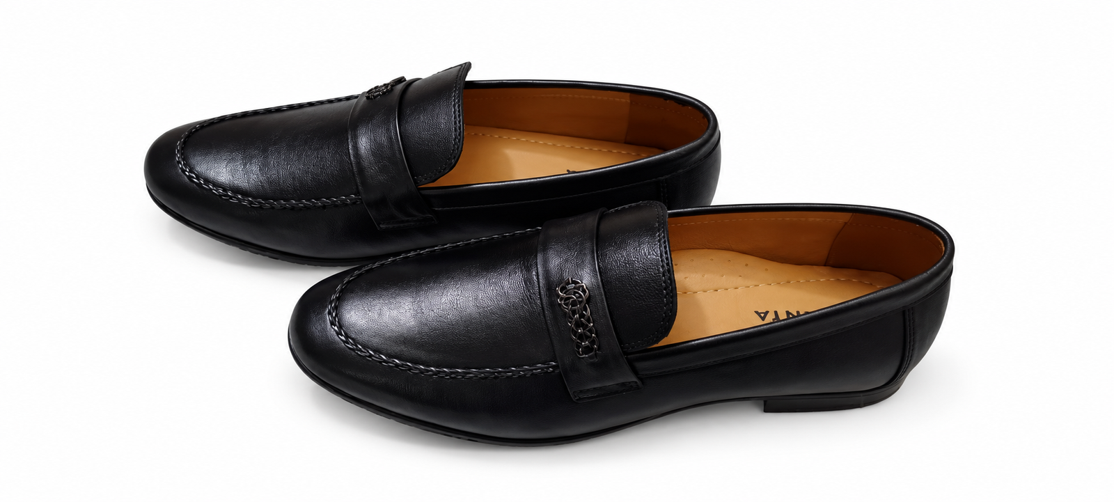 Black Emblem Detail Loafers
