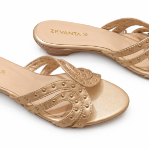 Gold Studded Sandals on a white background