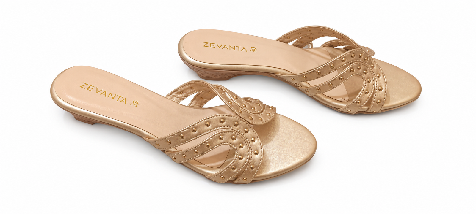 Gold Studded Sandals on a white background